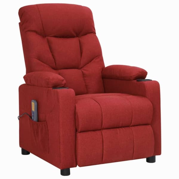 vidaXL Massagefåtölj med uppresningshjälp vinröd tyg