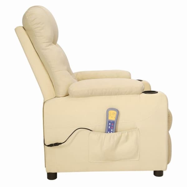 vidaXL Massagefåtölj med uppresningshjälp gräddvit tyg