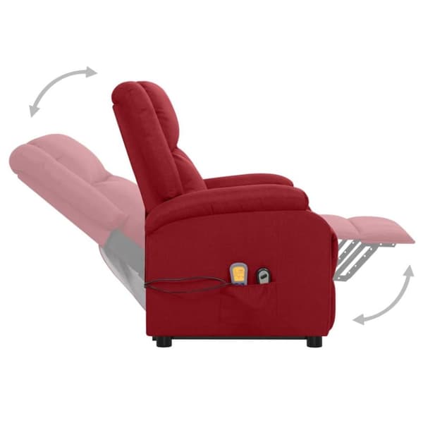 vidaXL Massagefåtölj med uppresningshjälp vinröd tyg