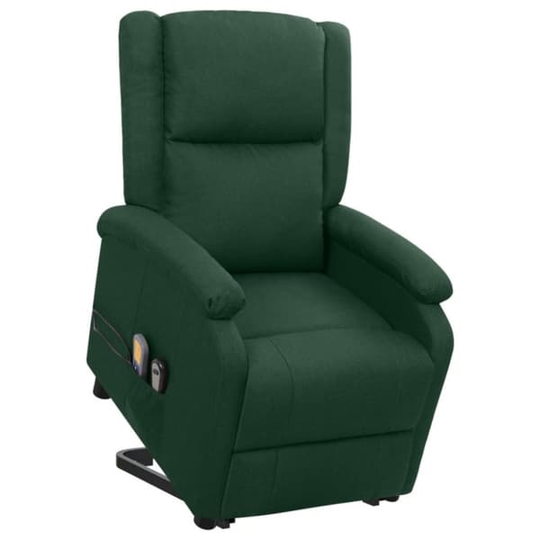 vidaXL Massagefåtölj med uppresningshjälp mörkgrön tyg