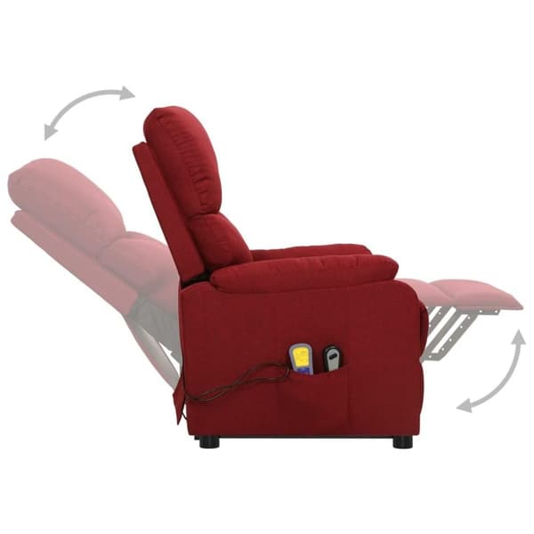 vidaXL Massagefåtölj med uppresningshjälp vinröd tyg