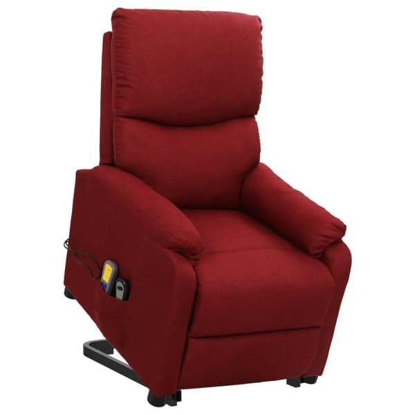 vidaXL Massagefåtölj med uppresningshjälp vinröd tyg