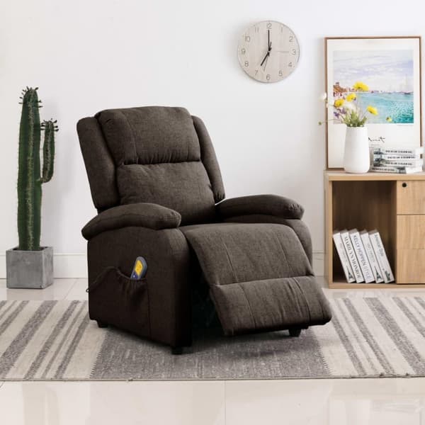 vidaXL Öronlappsfåtölj recliner mörkbrun tyg