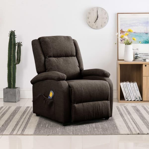 vidaXL Öronlappsfåtölj recliner mörkbrun tyg