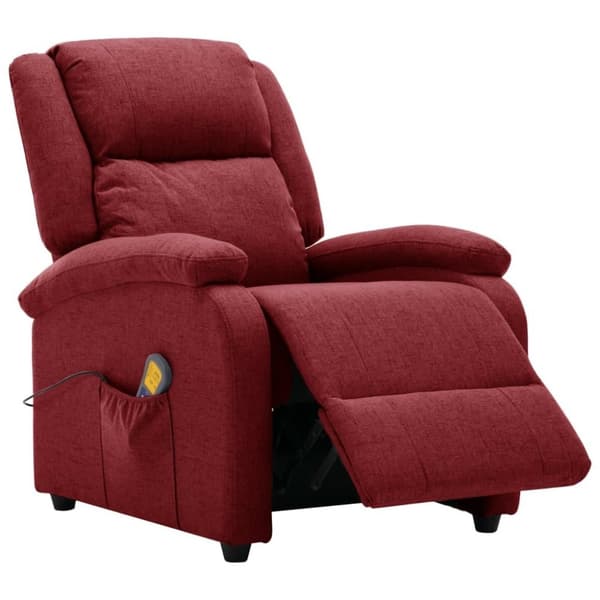 vidaXL Massagefåtölj öronlappsfåtölj vinröd tyg