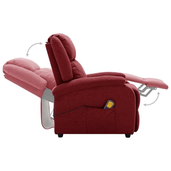 vidaXL Massagefåtölj öronlappsfåtölj vinröd tyg