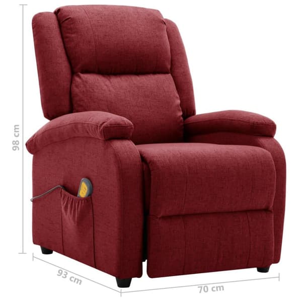 vidaXL Massagefåtölj öronlappsfåtölj vinröd tyg