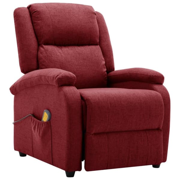vidaXL Massagefåtölj öronlappsfåtölj vinröd tyg