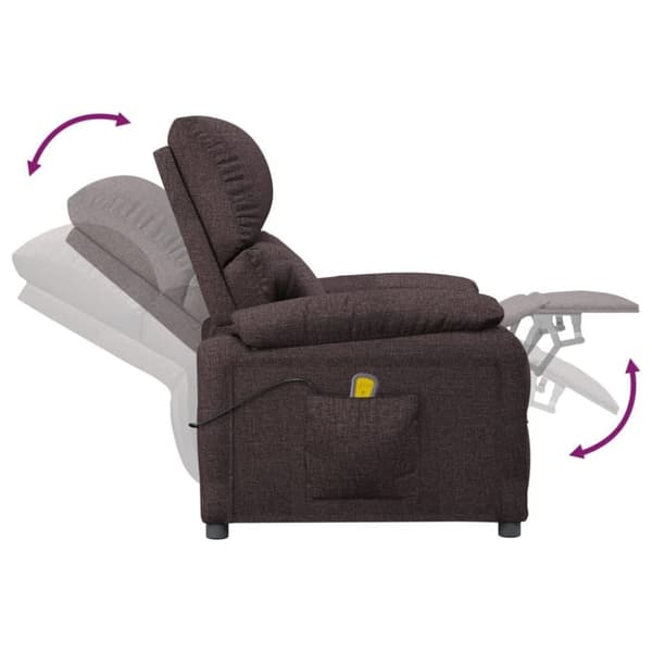 vidaXL Massagefåtölj mörkbrun tyg