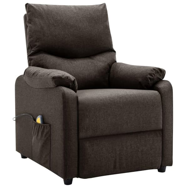 vidaXL Massagefåtölj mörkbrun tyg