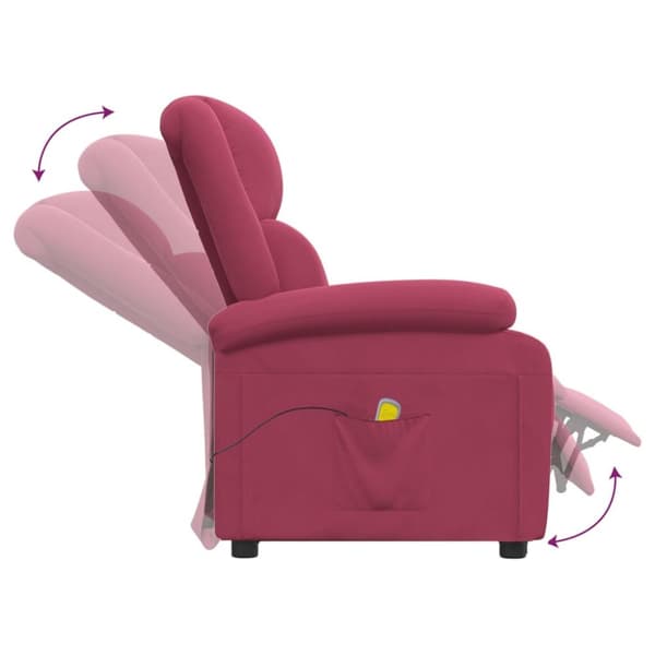 vidaXL massagestol velour vinrød