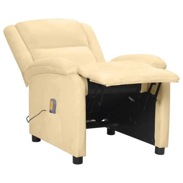 vidaXL Massagefåtölj gräddvit sammet