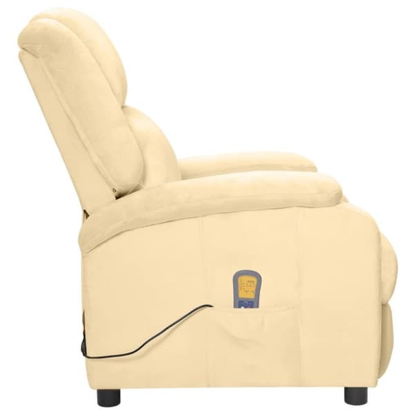 vidaXL Massagefåtölj gräddvit sammet