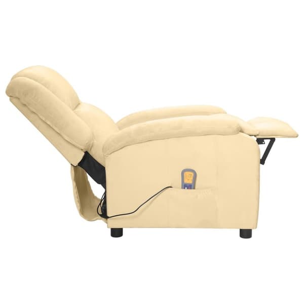 vidaXL Massagefåtölj gräddvit sammet