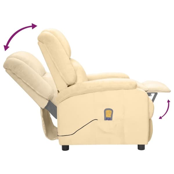 vidaXL Massagefåtölj gräddvit sammet