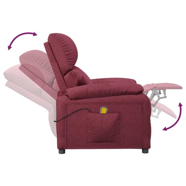 vidaXL Massagefåtölj vinröd tyg