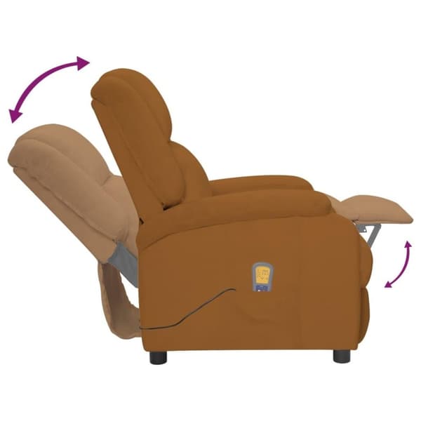 vidaXL Massagefåtölj brun sammet