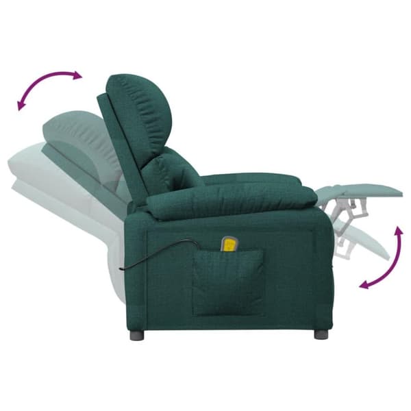 vidaXL Massagefåtölj mörkgrön tyg