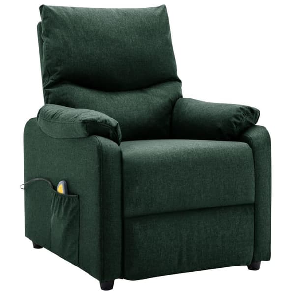 vidaXL Massagefåtölj mörkgrön tyg