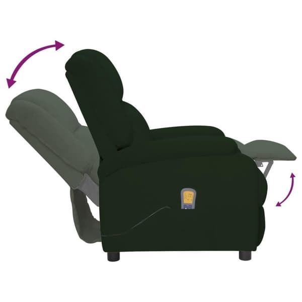 vidaXL Massagefåtölj mörkgrön sammet