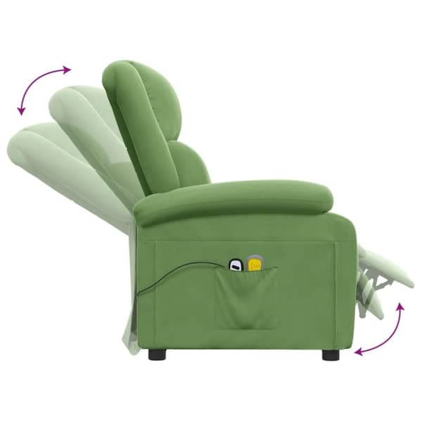 vidaXL Massagefåtölj ljusgrön sammet