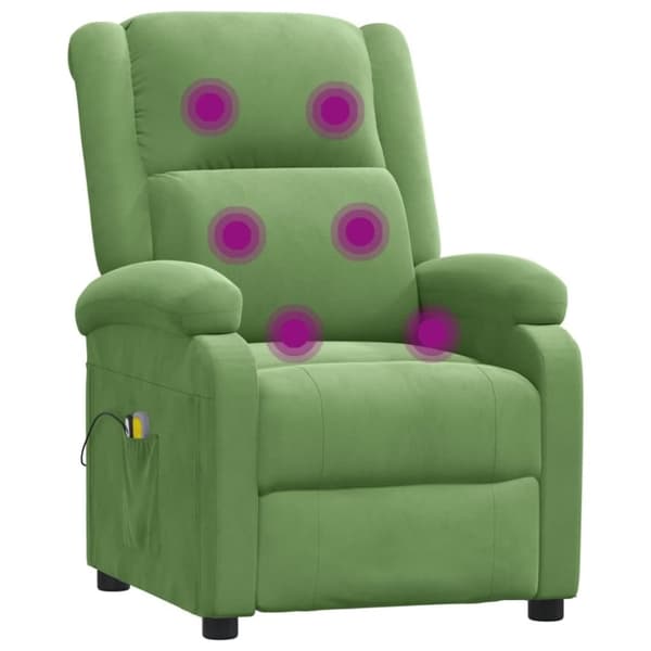 vidaXL Massagefåtölj ljusgrön sammet