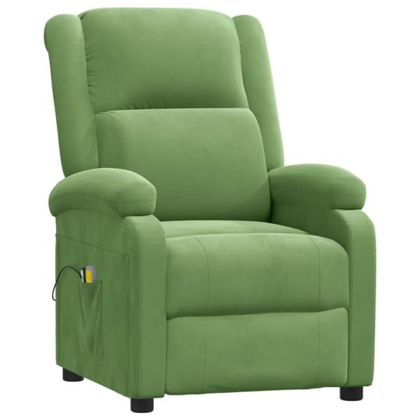vidaXL Massagefåtölj ljusgrön sammet