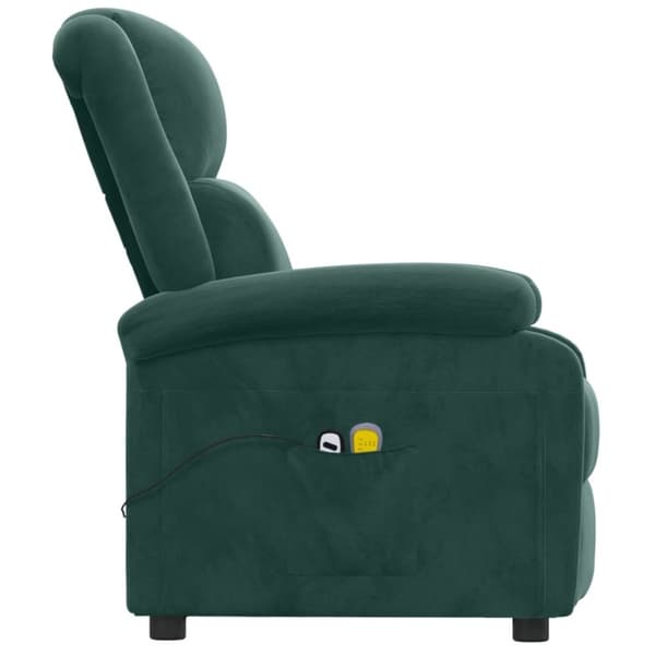 vidaXL Massagefåtölj mörkgrön sammet
