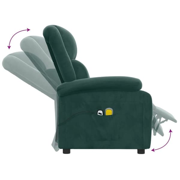 vidaXL Massagefåtölj mörkgrön sammet