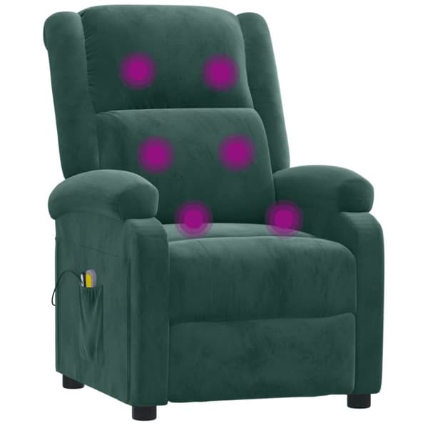 vidaXL Massagefåtölj mörkgrön sammet