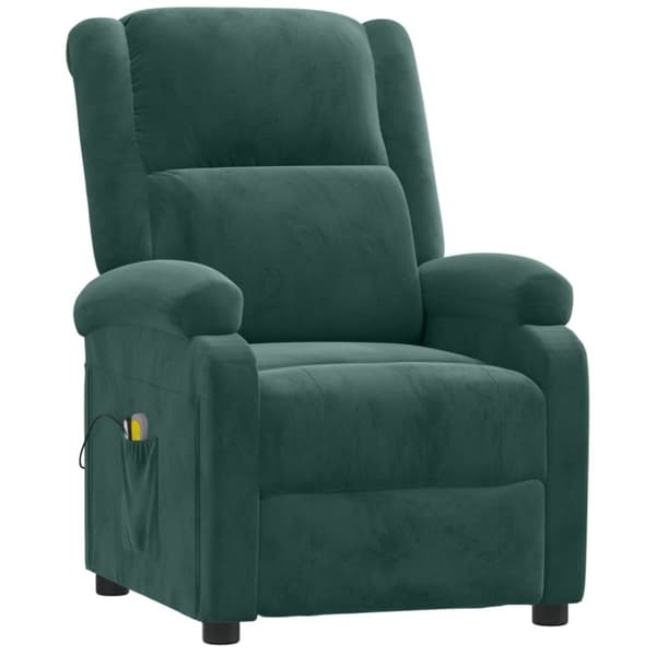 vidaXL Massagefåtölj mörkgrön sammet