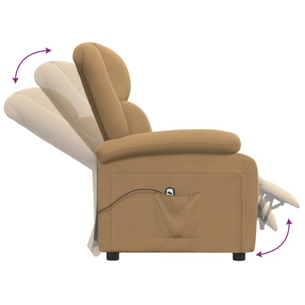 vidaXL Elektrisk massagefåtölj brun sammet