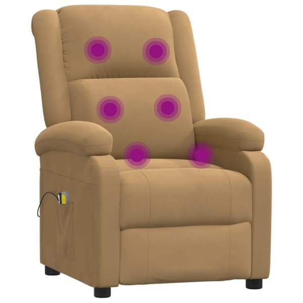vidaXL Elektrisk massagefåtölj brun sammet