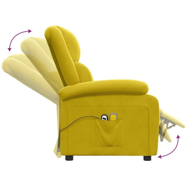 vidaXL Elektrisk massagefåtölj gul sammet