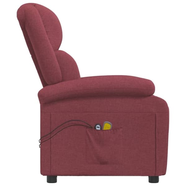 vidaXL Elektrisk massagefåtölj vinröd tyg