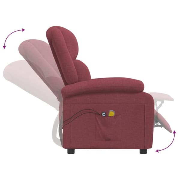 vidaXL Elektrisk massagefåtölj vinröd tyg