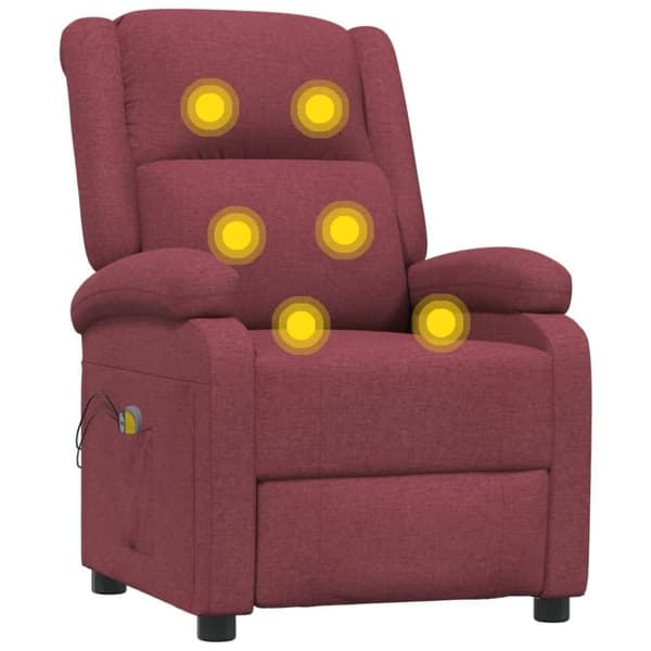 vidaXL Elektrisk massagefåtölj vinröd tyg
