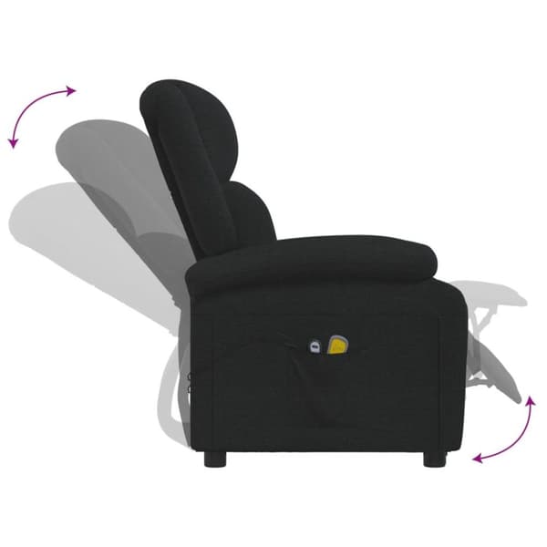 vidaXL Elektrisk massagefåtölj svart tyg