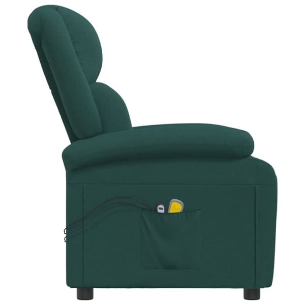 vidaXL Massagefåtölj mörkgrön tyg