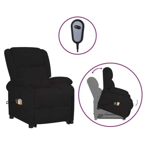 vidaXL Massagefåtölj med uppresningshjälp Svart sammet