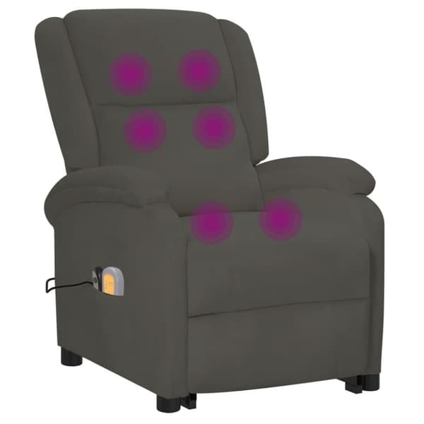 vidaXL Massagefåtölj med uppresningshjälp Mörkgrå sammet