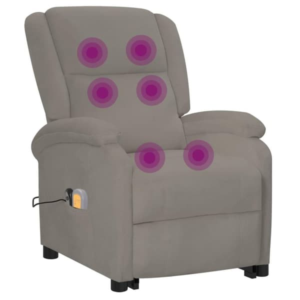 vidaXL Massagefåtölj med uppresningshjälp ljusgrå sammet