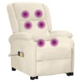 Miniatyrbild 6 av 11: vidaXL Massagefåtölj med uppresningshjälp Gräddvit sammet