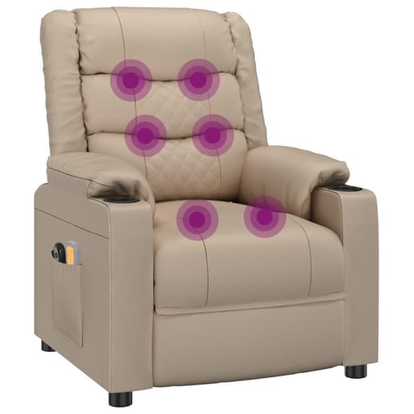 vidaXL Elektrisk massagefåtölj cappuccino konstläder