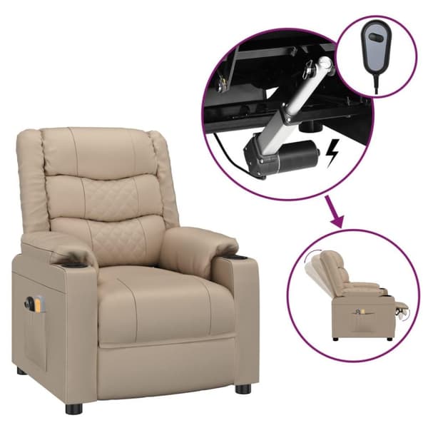 vidaXL Elektrisk massagefåtölj cappuccino konstläder