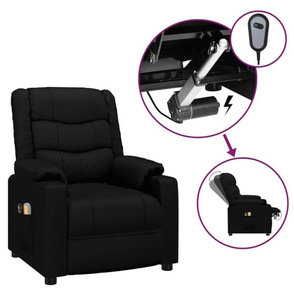 vidaXL Elektrisk massagefåtölj svart konstläder