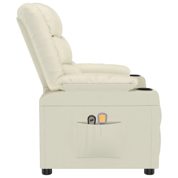 vidaXL Elektrisk massagefåtölj gräddvit konstläder