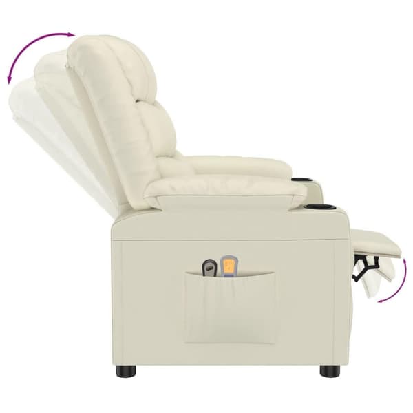 vidaXL Elektrisk massagefåtölj gräddvit konstläder