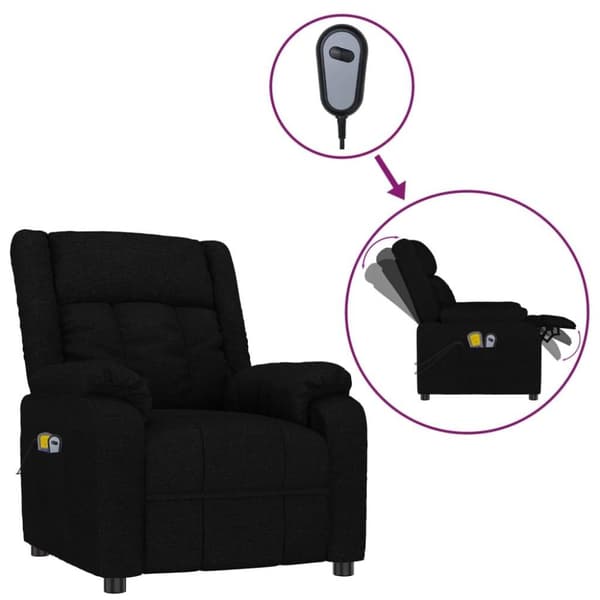 vidaXL eldrevet massagestol stof sort