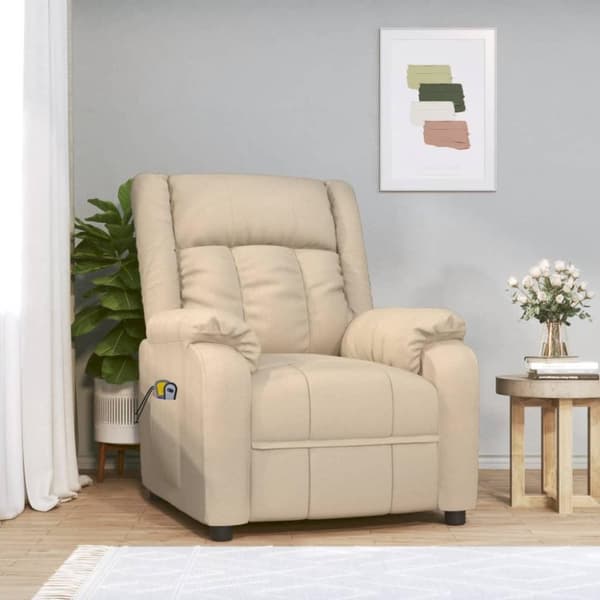 vidaXL eldrevet massagestol stof cremefarvet